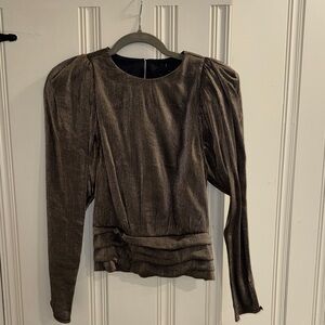 Express Metallic Brown Long Sleeve Blouse